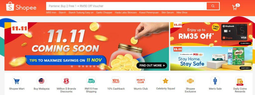 homepage_shopee Buat Duit Online Dengan Shopee
